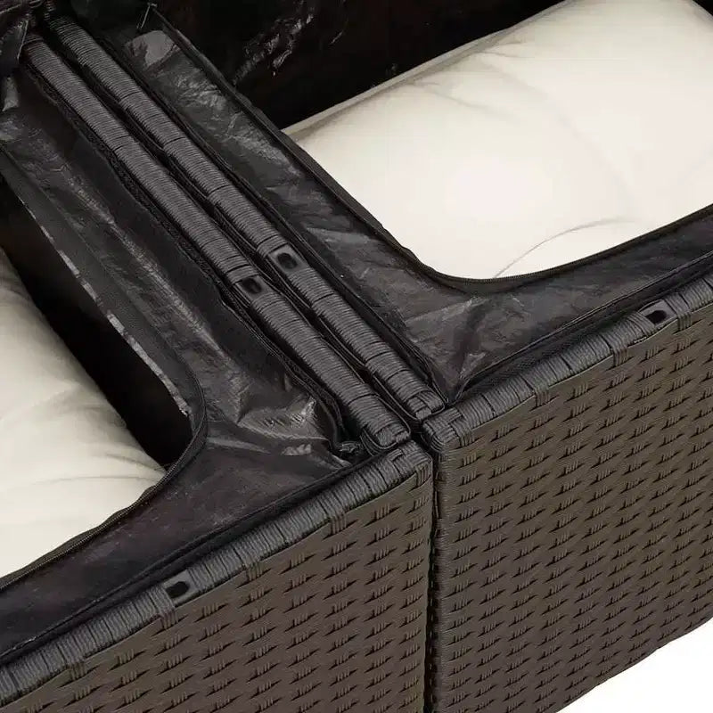 vidaXL Salon de jardin noir en résine tressée, grand canapé de jardin modulable