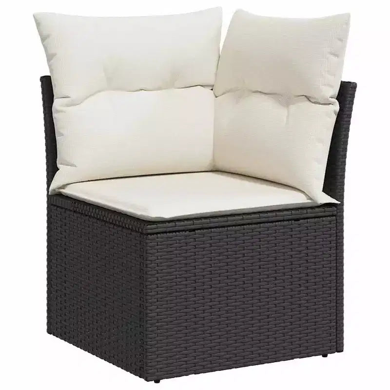 vidaXL Salon de jardin noir en résine tressée, grand canapé de jardin modulable