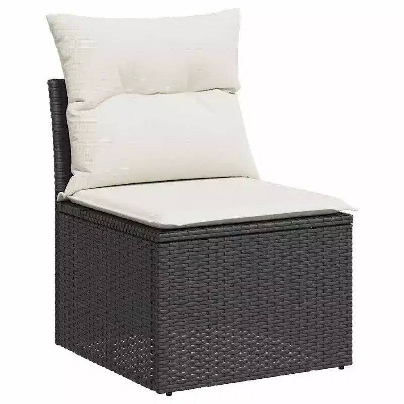 vidaXL Salon de jardin noir en résine tressée, grand canapé de jardin modulable