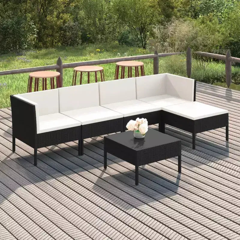 vidaXL Salon de jardin modulaire avec table en résine tressée noir