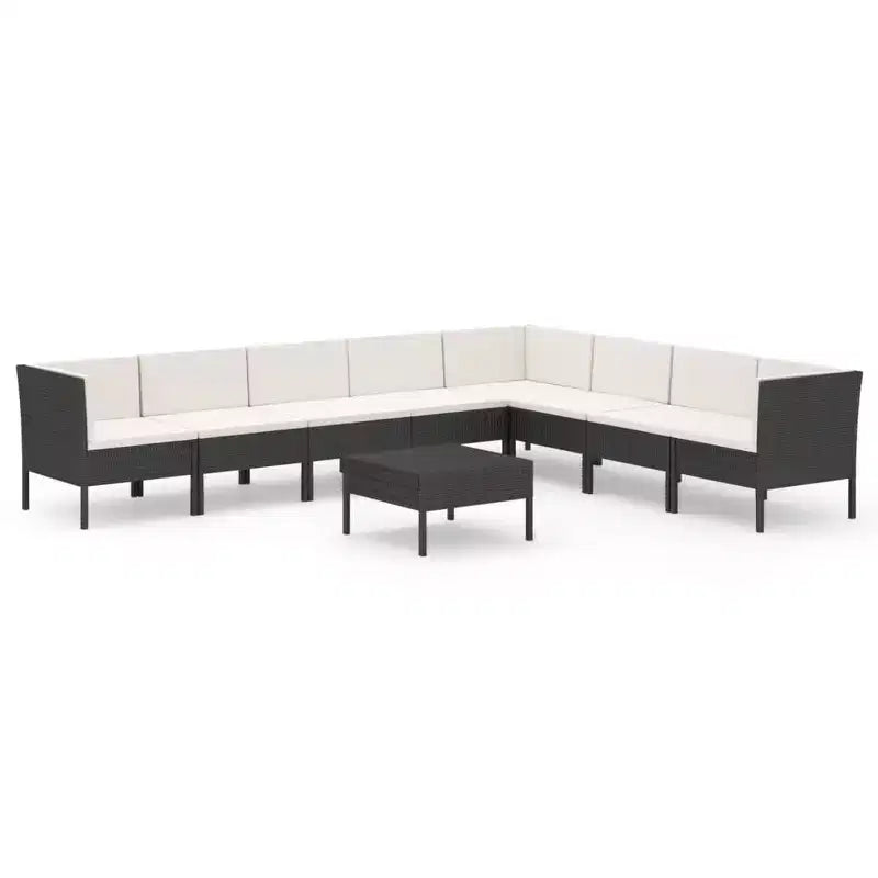 vidaXL Garden Lounge Set Patio Sectional Sofa Couch Outdoor Poly Rattan Black