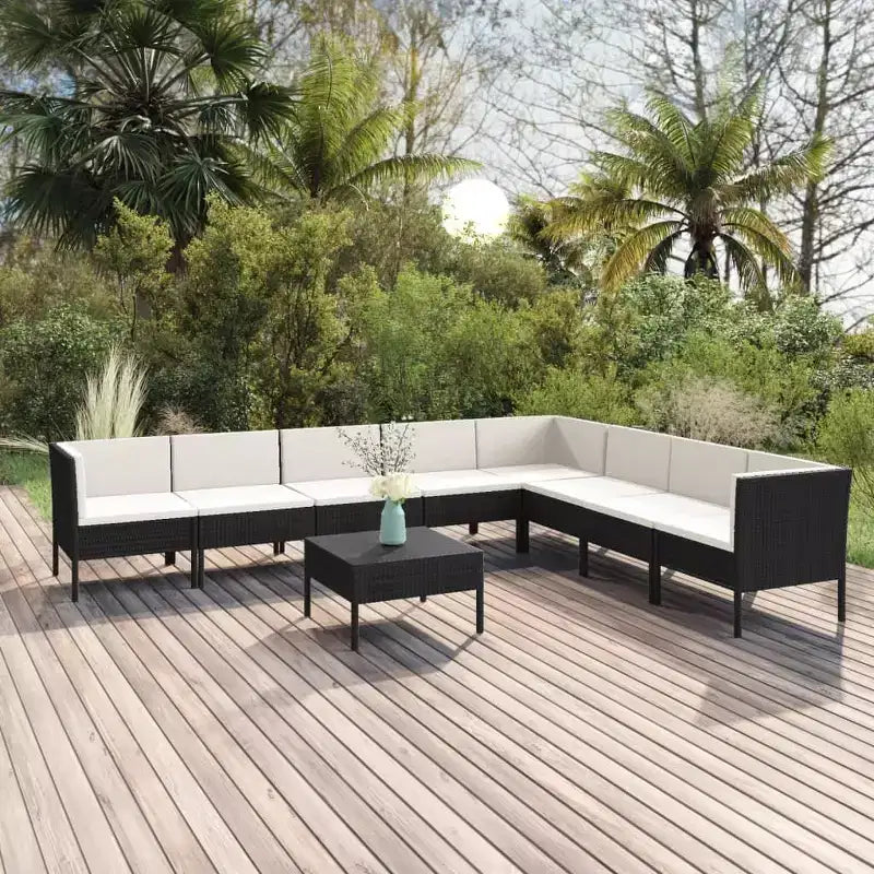 vidaXL Salon de jardin canapé d'angle en résine tressée Noir