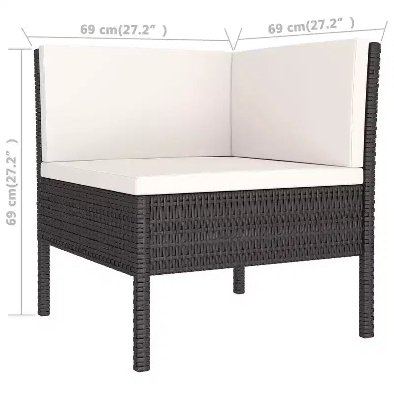 vidaXL Salon de jardin canapé d'angle en résine tressée Noir