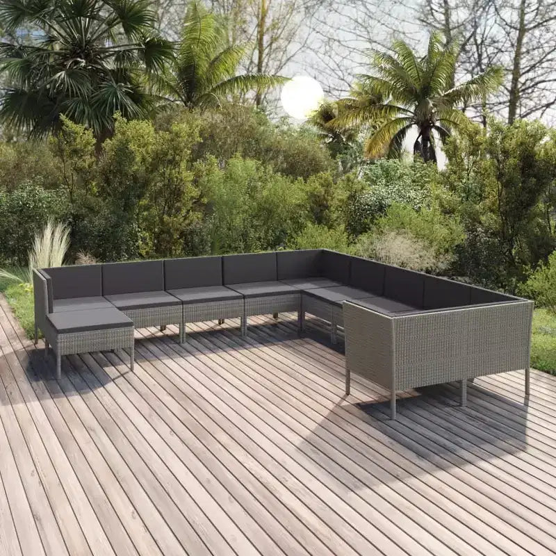 vidaXL Salon de jardin canapé d'angle en résine tressée gris pour terrasse