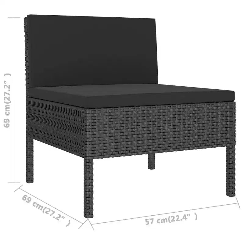 vidaXL Ensemble de salon de jardin 7 pièces avec coussins - Résine tressée, Noir - Résistant aux intempéries, Mobilier d'extérieur avec coussins moelleux et montage facile