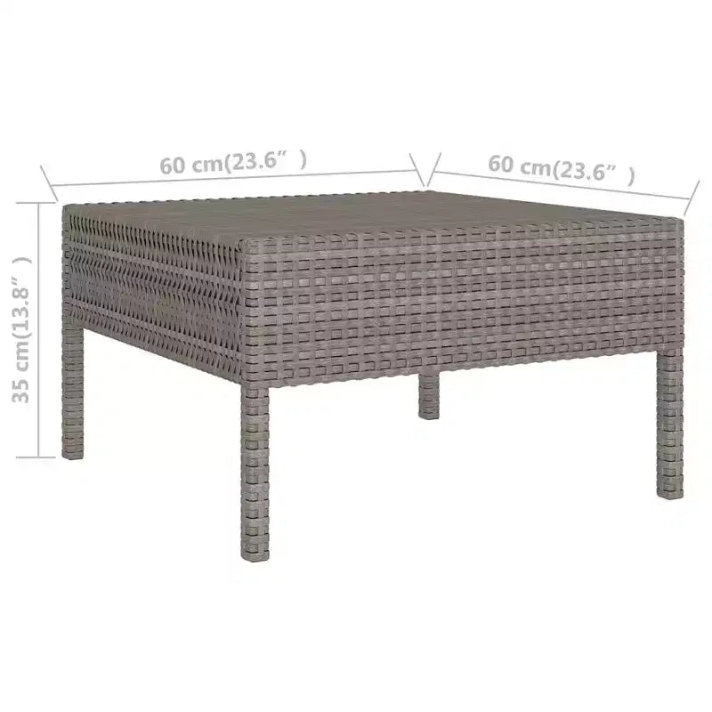vidaXL Salon de jardin modulaire avec table en résine tressée gris
