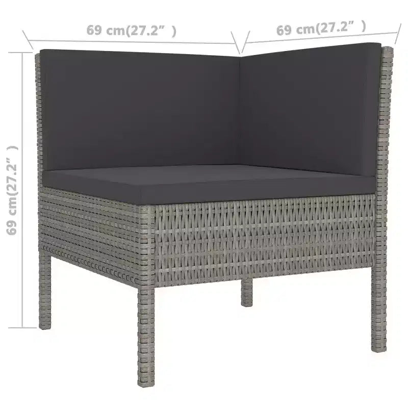 vidaXL Salon de jardin modulaire avec table en résine tressée gris