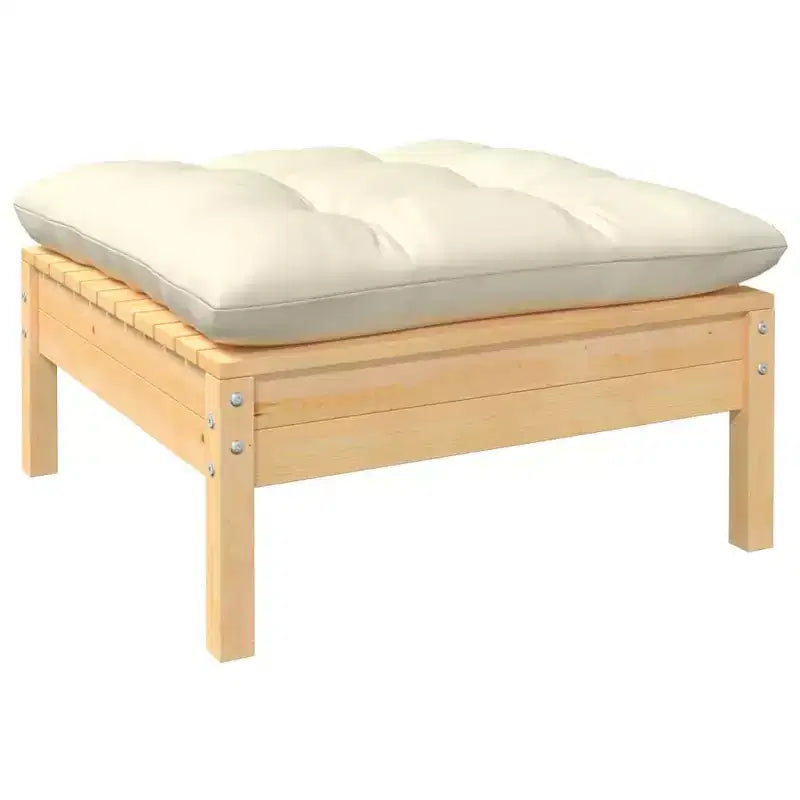 vidaXL Ensemble de salon de jardin 4 pièces en pin massif avec coussins crème - Marron et crème