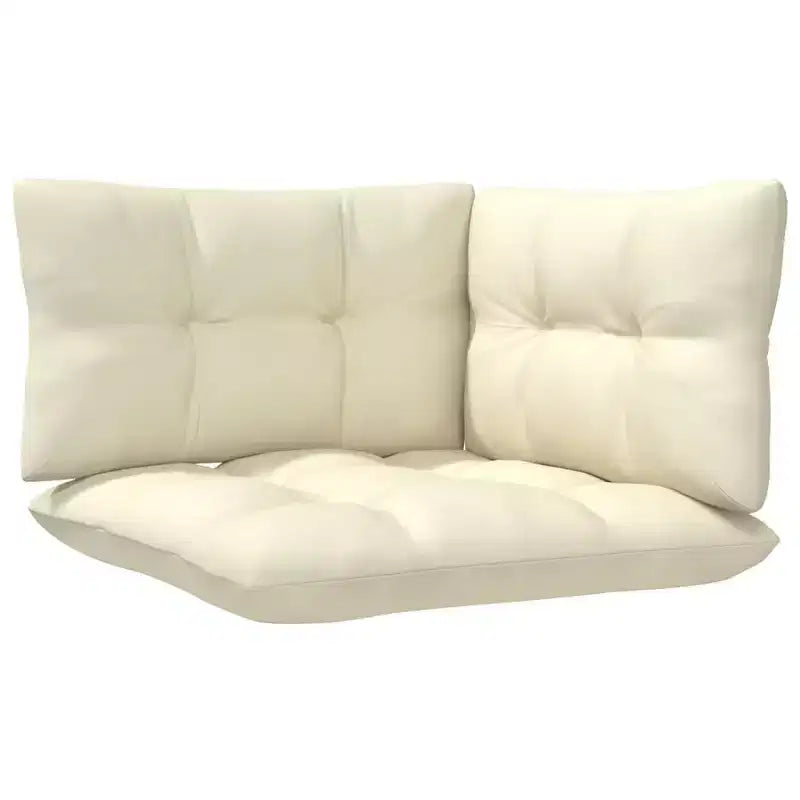 vidaXL Ensemble de salon de jardin 4 pièces en pin massif avec coussins crème - Marron et crème