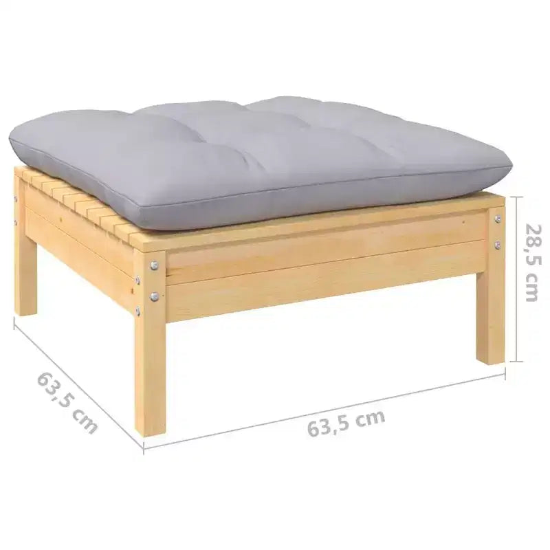 vidaXL Salon de jardin 9 pièces en pin massif avec coussins - Marron et gris