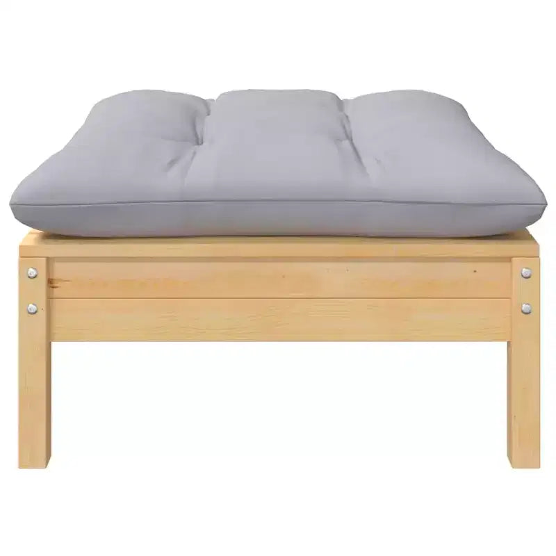 vidaXL Salon de jardin 9 pièces en pin massif avec coussins - Marron et gris