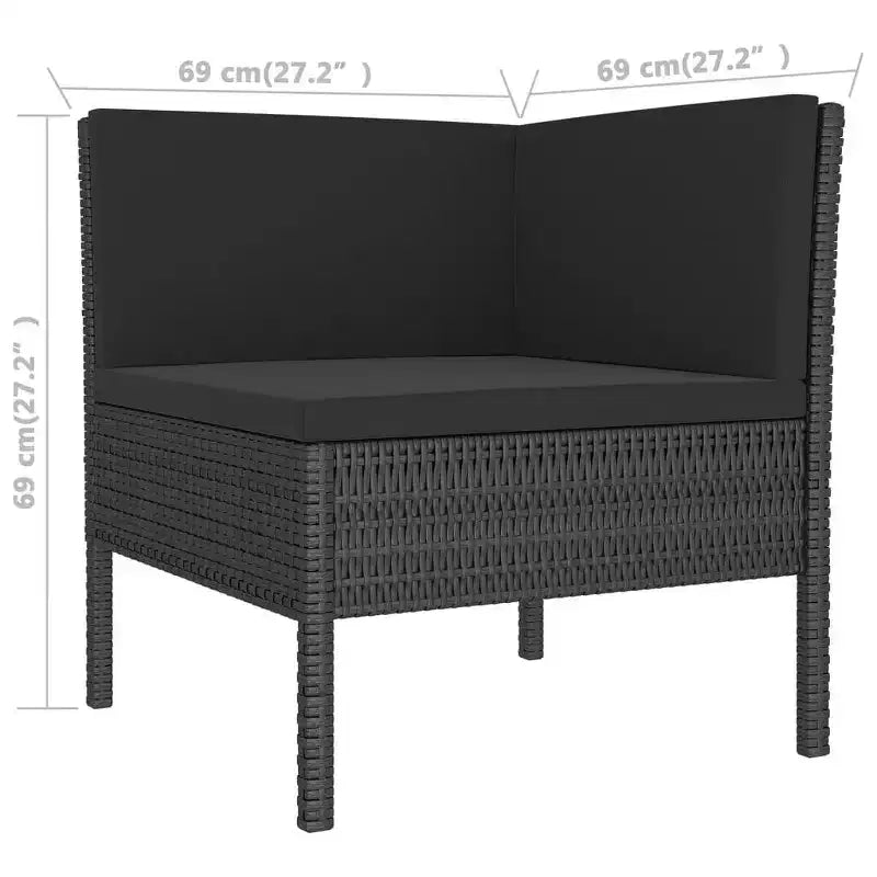 vidaXL Salon de jardin 10 pièces en résine tressée avec coussins et table – Résistant aux intempéries, facile à nettoyer, Noir