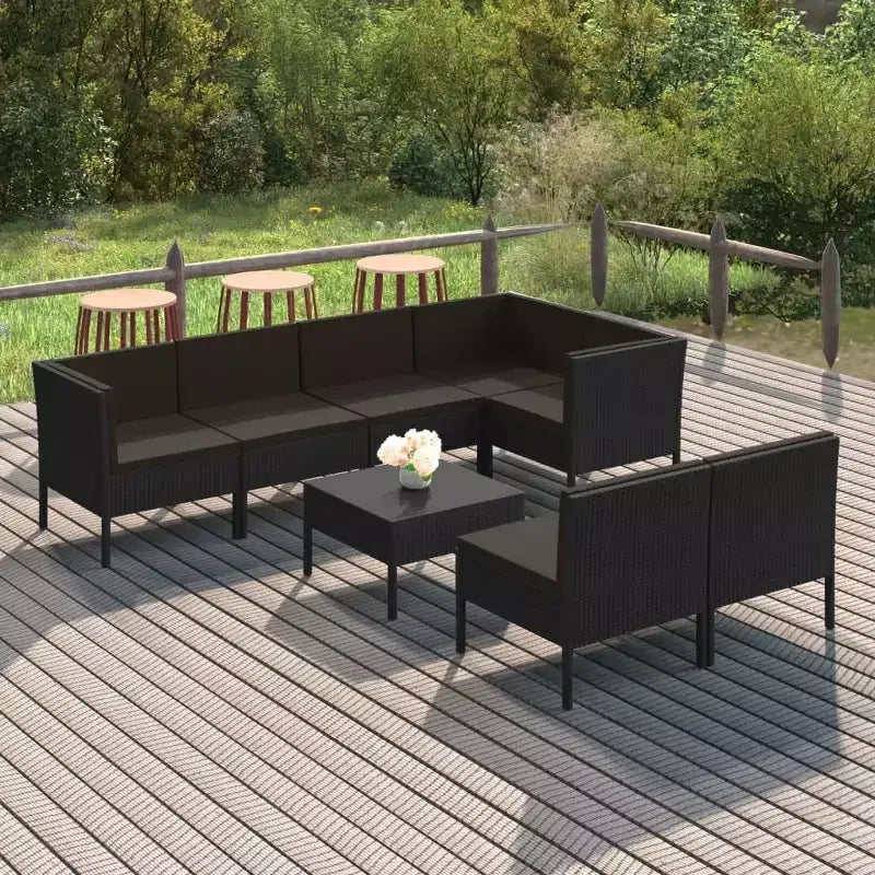 vidaXL Salon de jardin noir