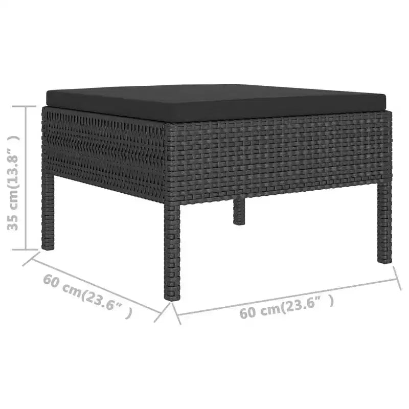 vidaXL Salon de jardin 7 pièces - Mobilier de jardin en résine tressée résistant aux intempéries avec coussins confortables et housses amovibles - Noir