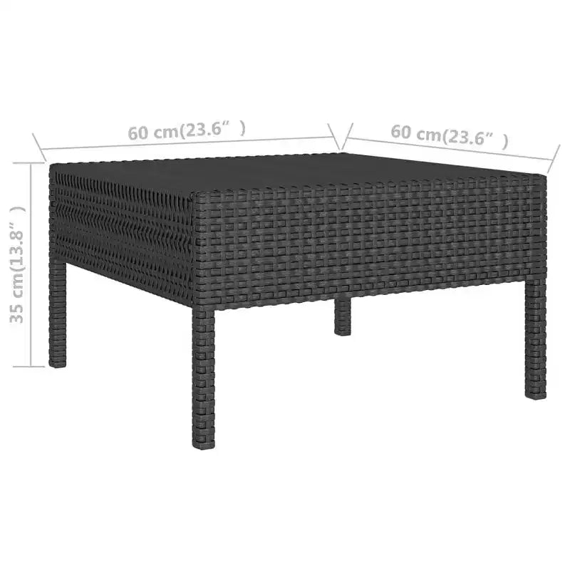 vidaXL Salon de jardin 7 pièces - Mobilier de jardin en résine tressée résistant aux intempéries avec coussins confortables et housses amovibles - Noir