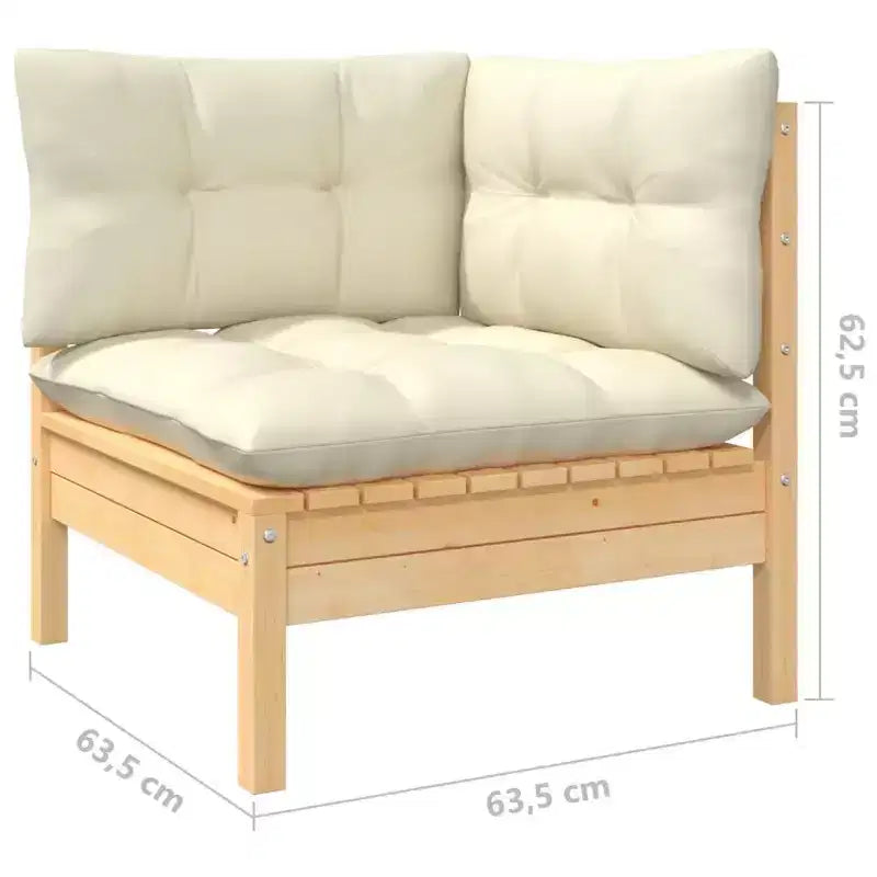 vidaXL Salon de jardin 8 pièces – Structure en pin massif avec coussins crème – Parfait pour le jardin, la terrasse et les espaces extérieurs
