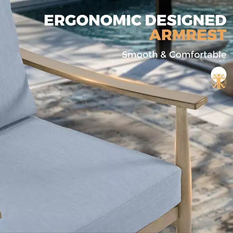 HAPPATIO Ensemble de mobilier de jardin 4 pièces avec table basse, fauteuils pivotants et causeuse en aluminium, pour patio, terrasse ou bord de piscine