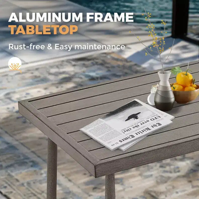 HAPPATIO Ensemble de mobilier de jardin 4 pièces avec table basse, fauteuils pivotants et causeuse en aluminium, pour patio, terrasse ou bord de piscine