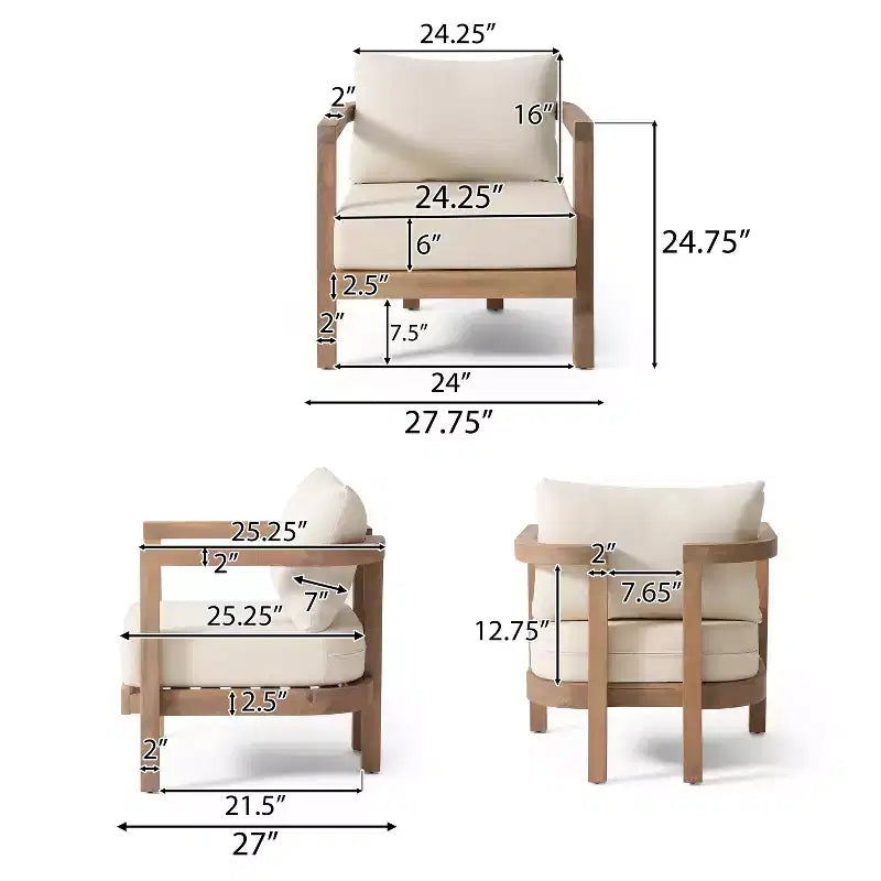 Christopher Knight Home Aston Ensemble de conversation d'extérieur 4 places en bois d'acacia avec coussins