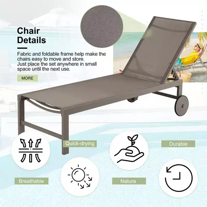 Chaise longue inclinable individuelle Celebalcony 57,8 po de long