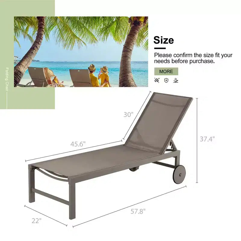 Chaise longue inclinable individuelle Celebalcony 57,8 po de long