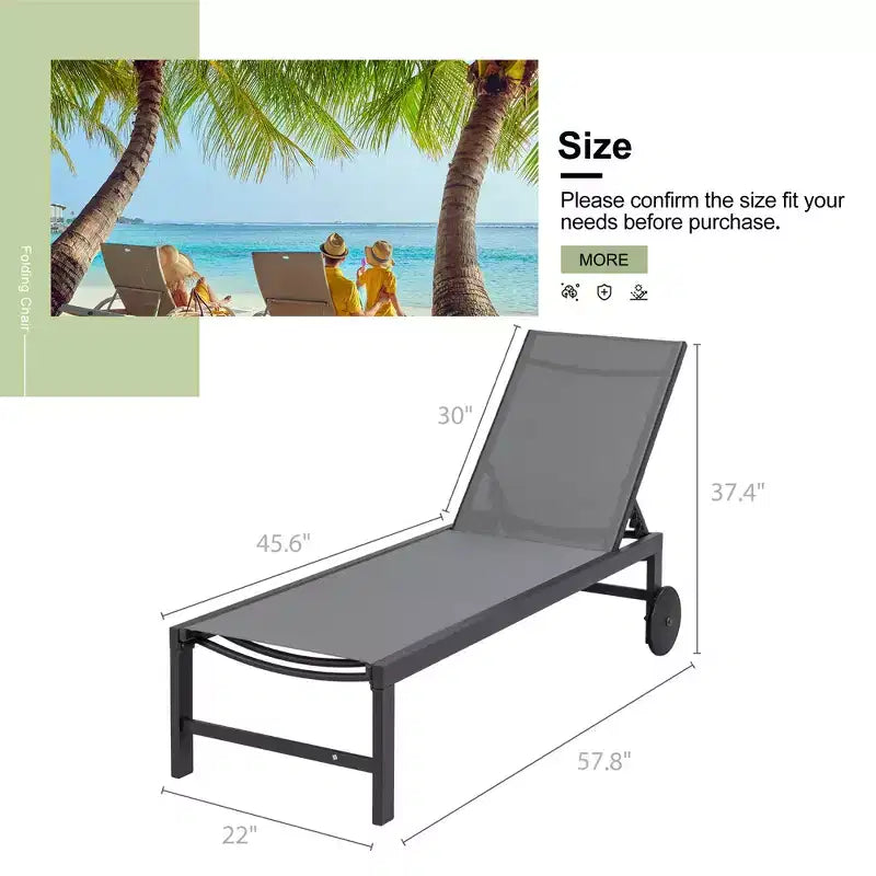 Chaise longue inclinable individuelle Celebalcony 57,8 po de long