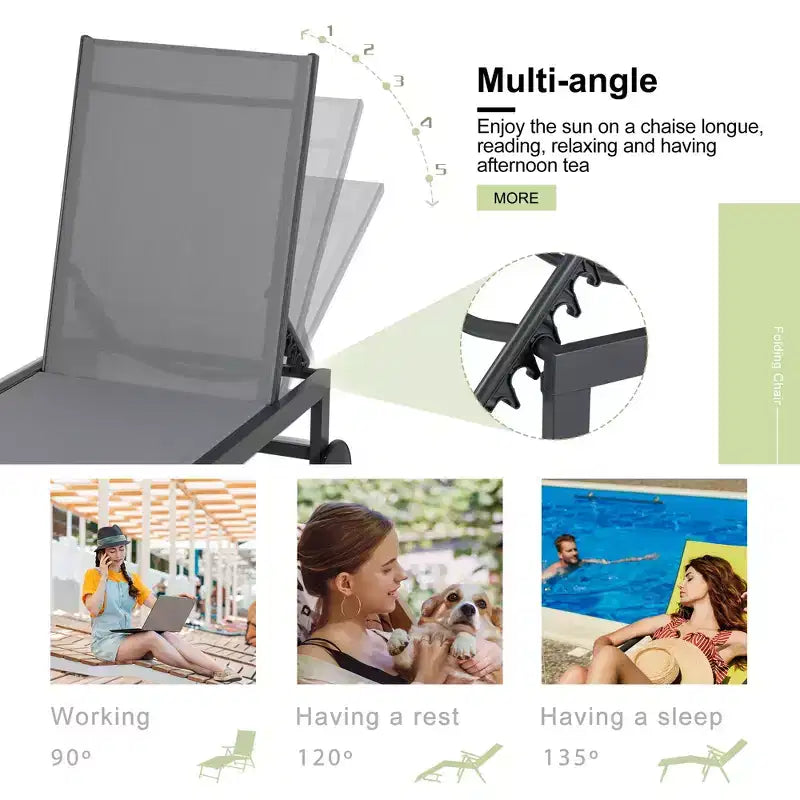 Chaise longue inclinable individuelle Celebalcony 57,8 po de long