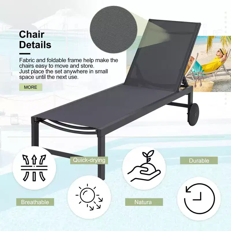Chaise longue inclinable individuelle Celebalcony 57,8 po de long