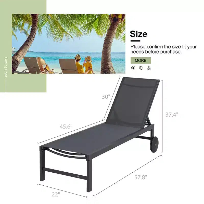 Chaise longue inclinable individuelle Celebalcony 57,8 po de long