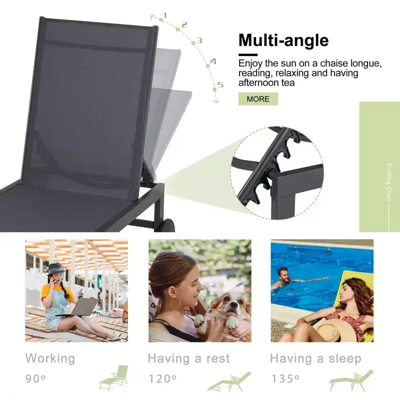 Chaise longue inclinable individuelle Celebalcony 57,8 po de long