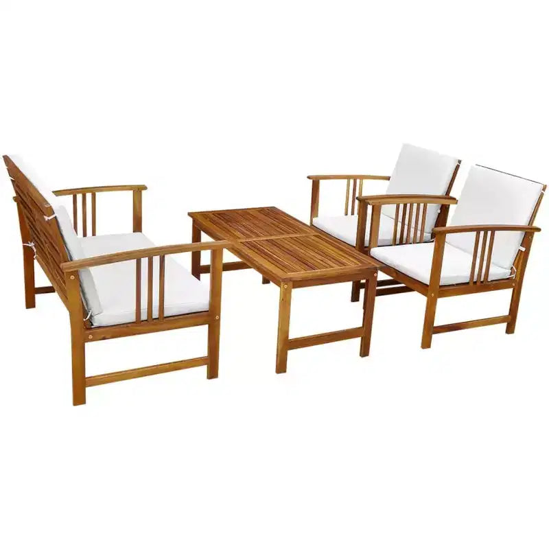vidaXL Table et chaises de jardin Marron Bois d'acacia massif Moyen
