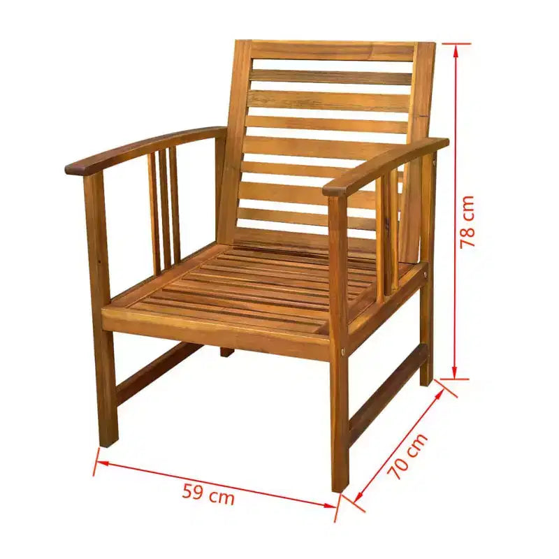 vidaXL Table et chaises de jardin Marron Bois d'acacia massif Moyen
