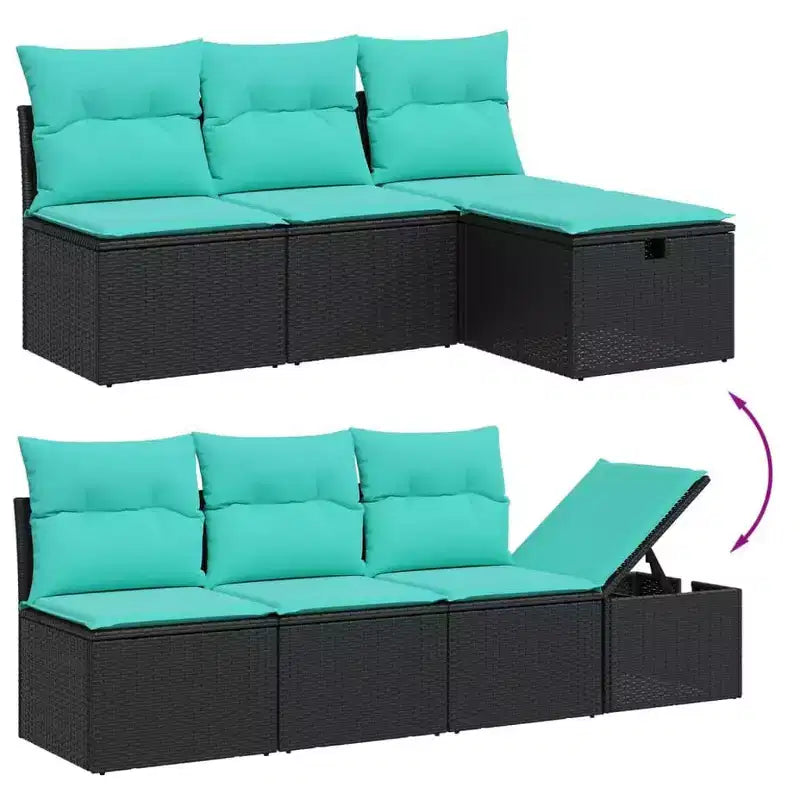 vidaXL Salon de jardin 8 pièces avec coussins résine tressée noir