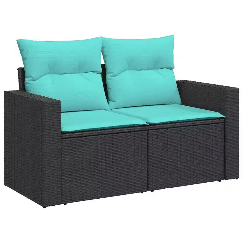 vidaXL Salon de jardin 8 pièces avec coussins résine tressée noir