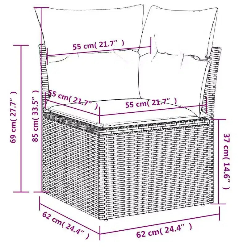 vidaXL Salon de jardin 8 pièces avec coussins résine tressée noir