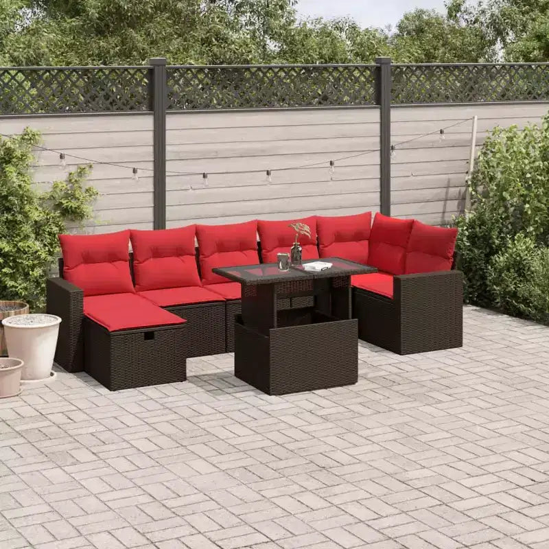 vidaXL Salon de jardin 8 pièces avec coussins résine tressée noir