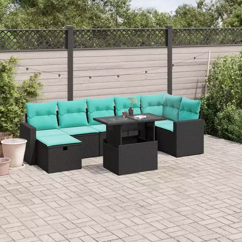 vidaXL Salon de jardin 8 pièces avec coussins résine tressée noir