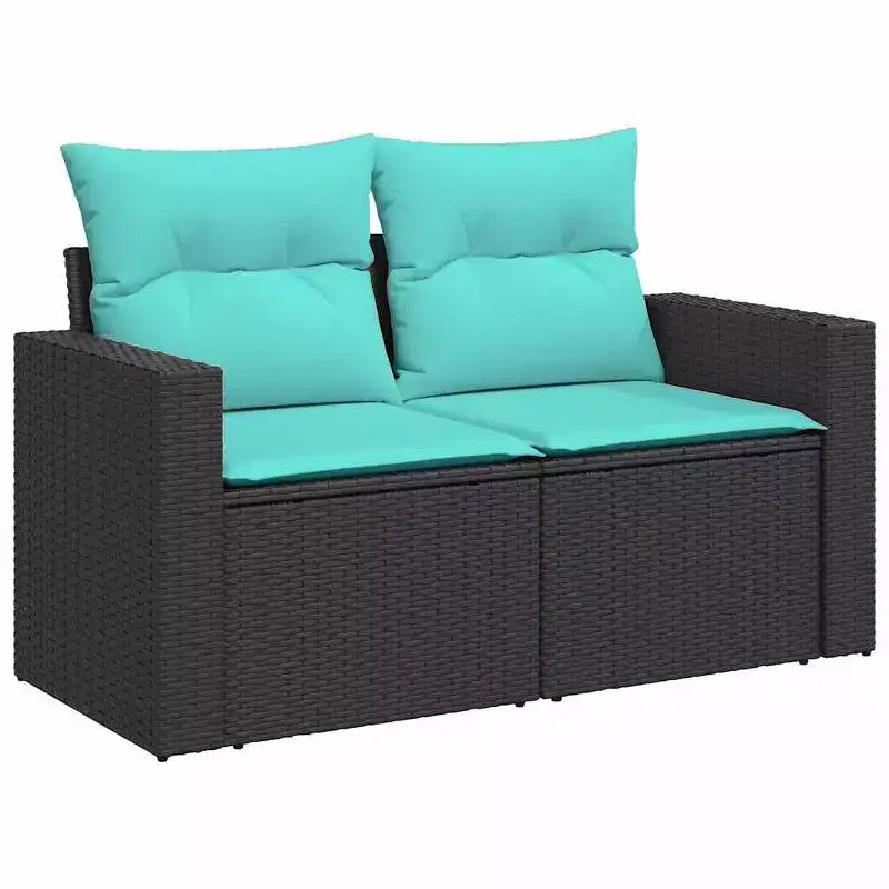 vidaXL Salon de jardin 8 pièces avec coussins résine tressée noir
