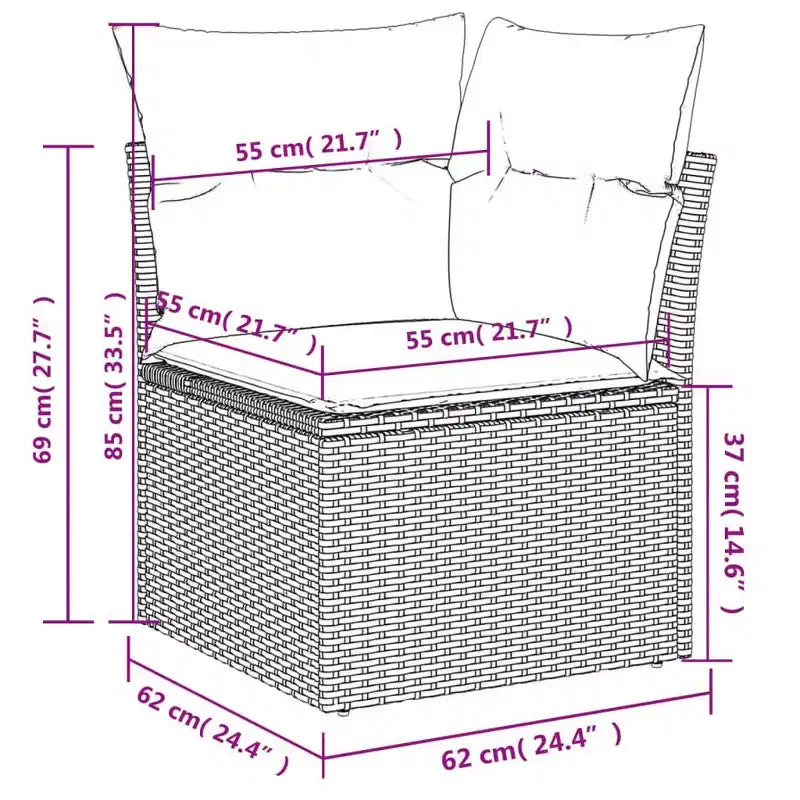 vidaXL Salon de jardin 7 pcs avec coussins résine tressée marron - Marron sans rangement