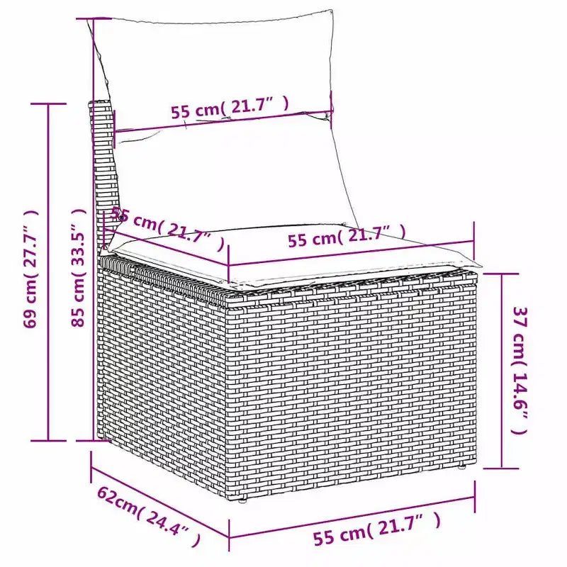vidaXL Salon de jardin 7 pcs avec coussins résine tressée marron - Marron sans rangement