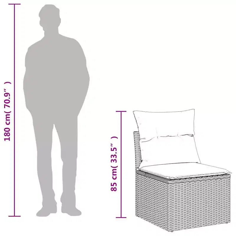 vidaXL Salon de jardin 7 pcs avec coussins résine tressée marron - Marron sans rangement