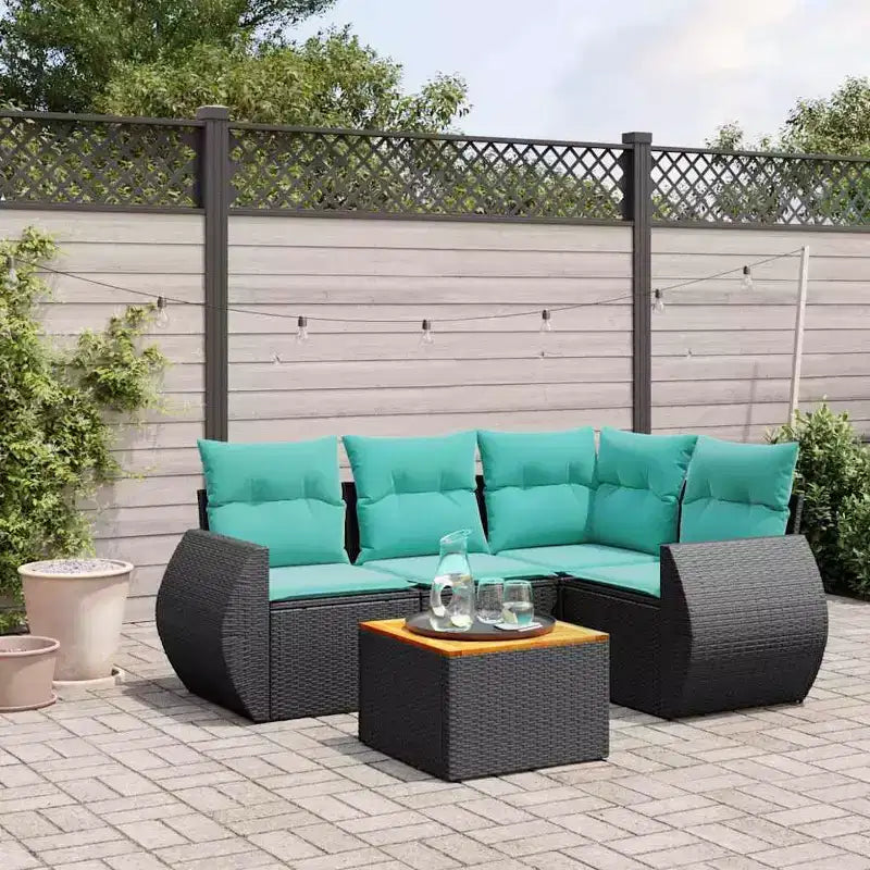 vidaXL Ensemble de canapés de jardin 5 pièces avec coussins en résine tressée gris