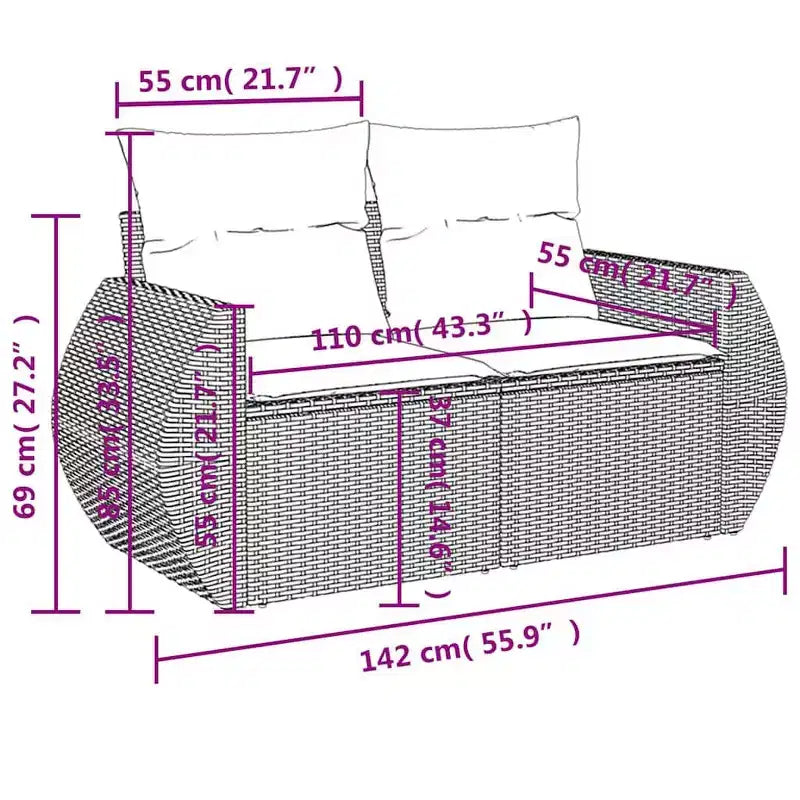 vidaXL Ensemble de canapés de jardin 5 pièces avec coussins en résine tressée gris