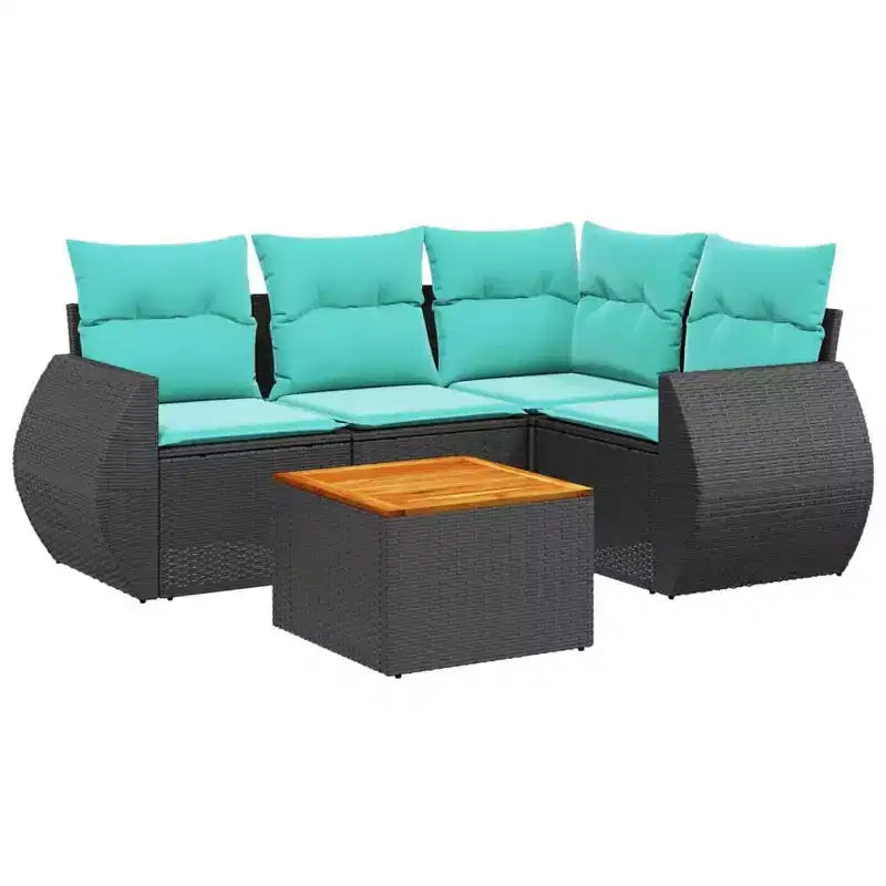 vidaXL Ensemble de canapés de jardin 5 pièces avec coussins en résine tressée gris