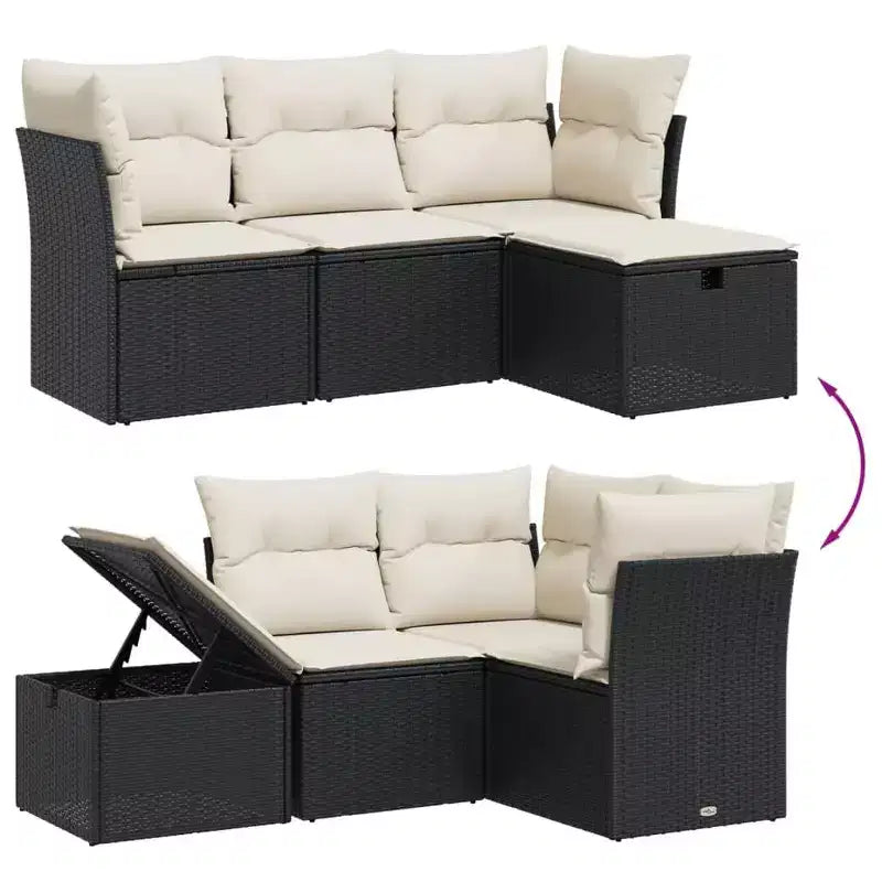 vidaXL Ensemble de canapés de jardin 4 pièces avec coussins en résine tressée beige
