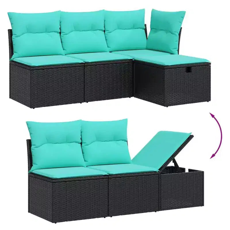 vidaXL Salon de jardin 9 pièces avec coussins Gris Résine tressée