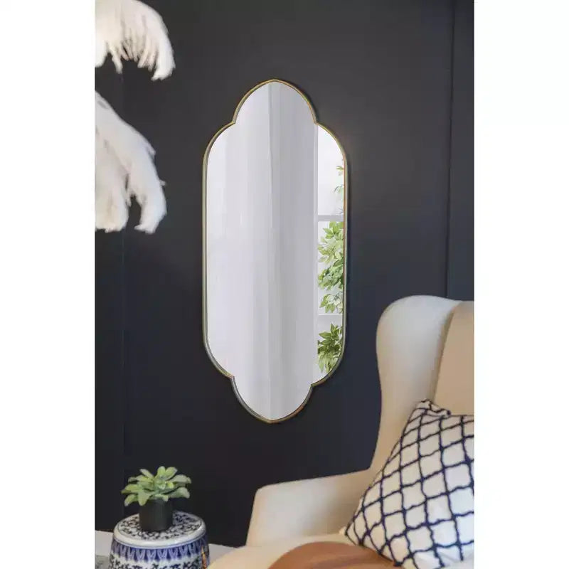 Miroir mural décoratif fantaisie moderne avec bord en bois