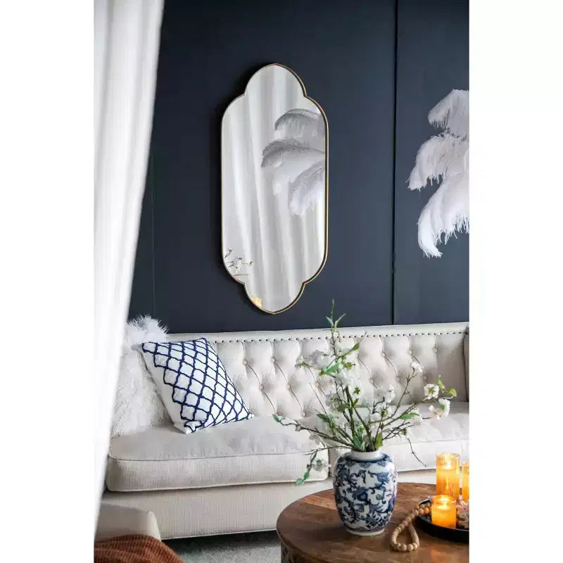 Miroir mural décoratif fantaisie moderne avec bord en bois