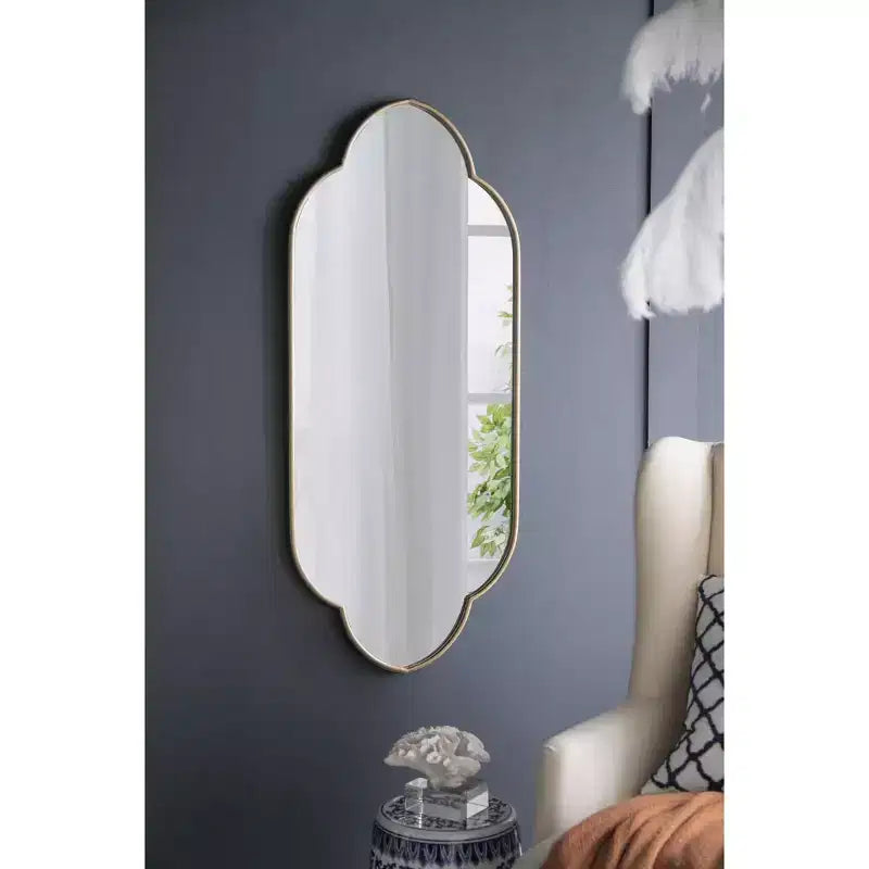 Miroir mural décoratif fantaisie moderne avec bord en bois