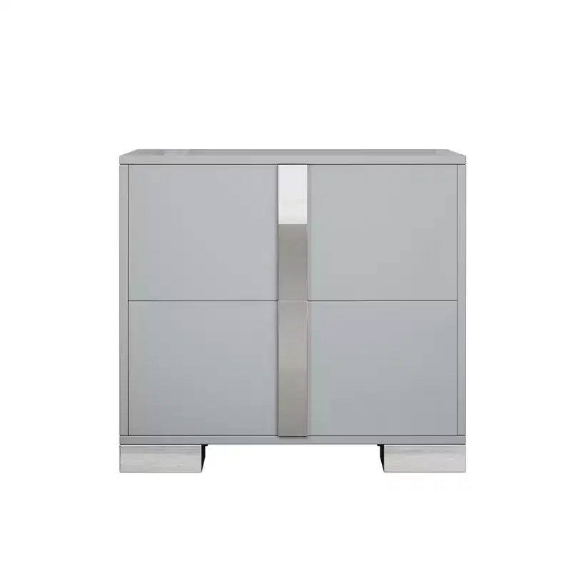 Table de chevet élégante à miroir avec 2 tiroirs et pieds en métal